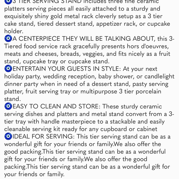 Large Tiered Serving Stand with Platters 3 Tier Serving Stand Serving Tray - Picture 8 of 8